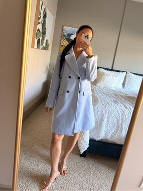 NWT Oversized Light Blue Double-Breasted Coat